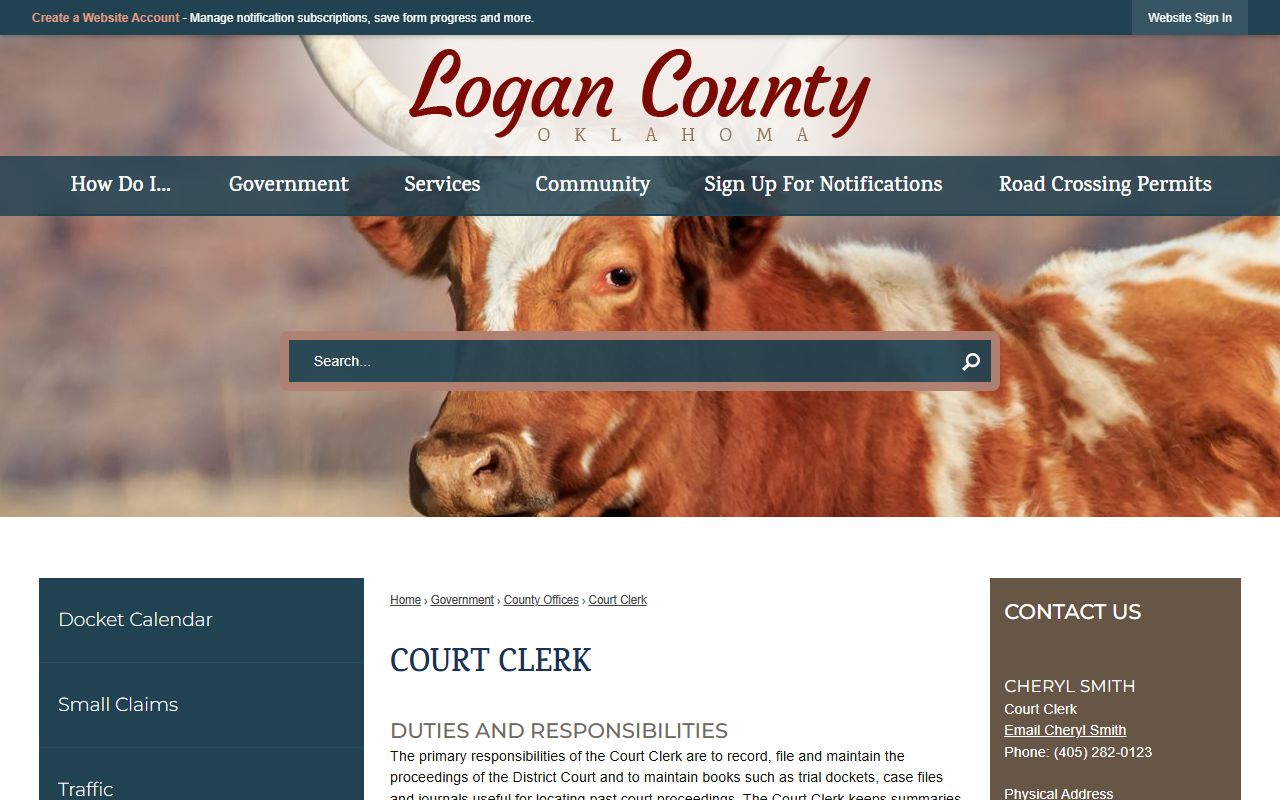 Logan County court records after arrest Court Clerk records page