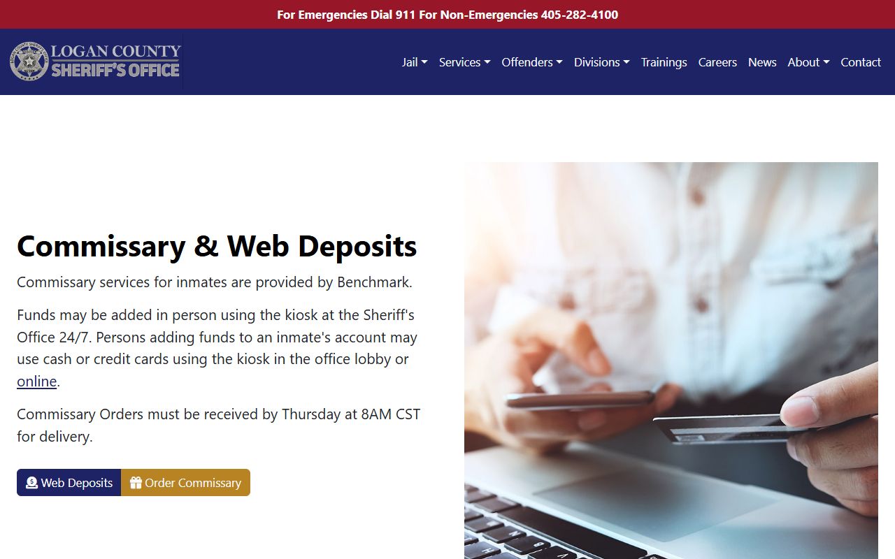 Logan County Detention Center commissary Benchmark JailATM deposit page