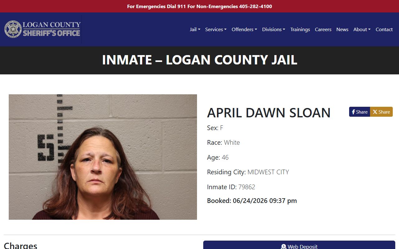 Logan County inmate records public profile with booking details